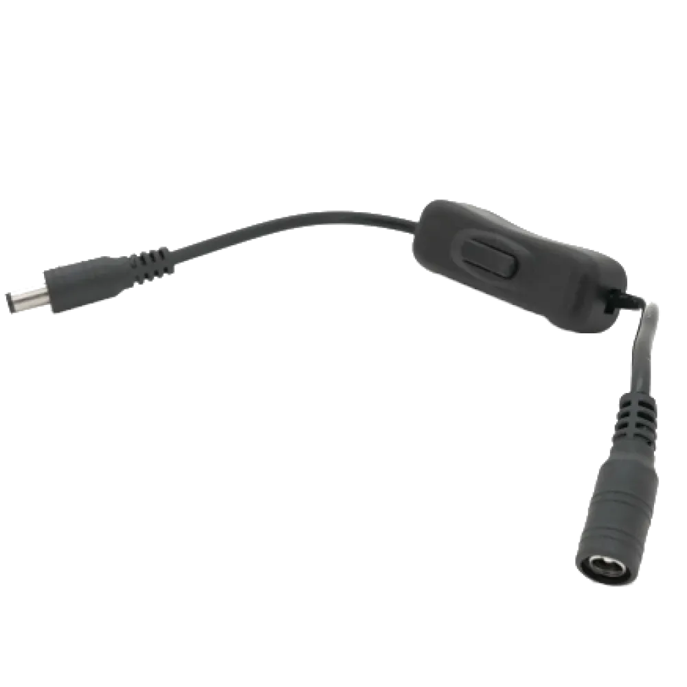 Подовжувач живлення з вимикачем  DC-F => DC-M (D 5,5x2,5мм) Black