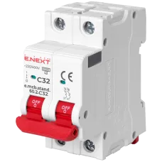 Модульный автоматический выключатель Enext Enext e.mcb.stand.60.2.C32, 2р, 32А, C, 6кА