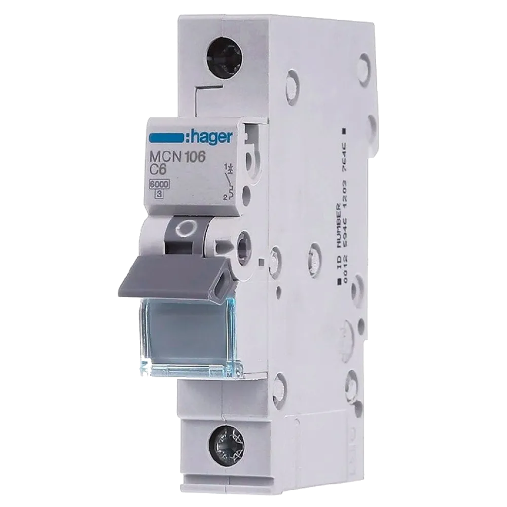 Автоматический выключатель 1P 6kA C-6A 1M Hager Hager MCN106