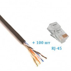 Кабель вита пара 33ЦМ UTP CAT 5E 4х2х24AWG, Out (305 м)+ конектор RJ-45