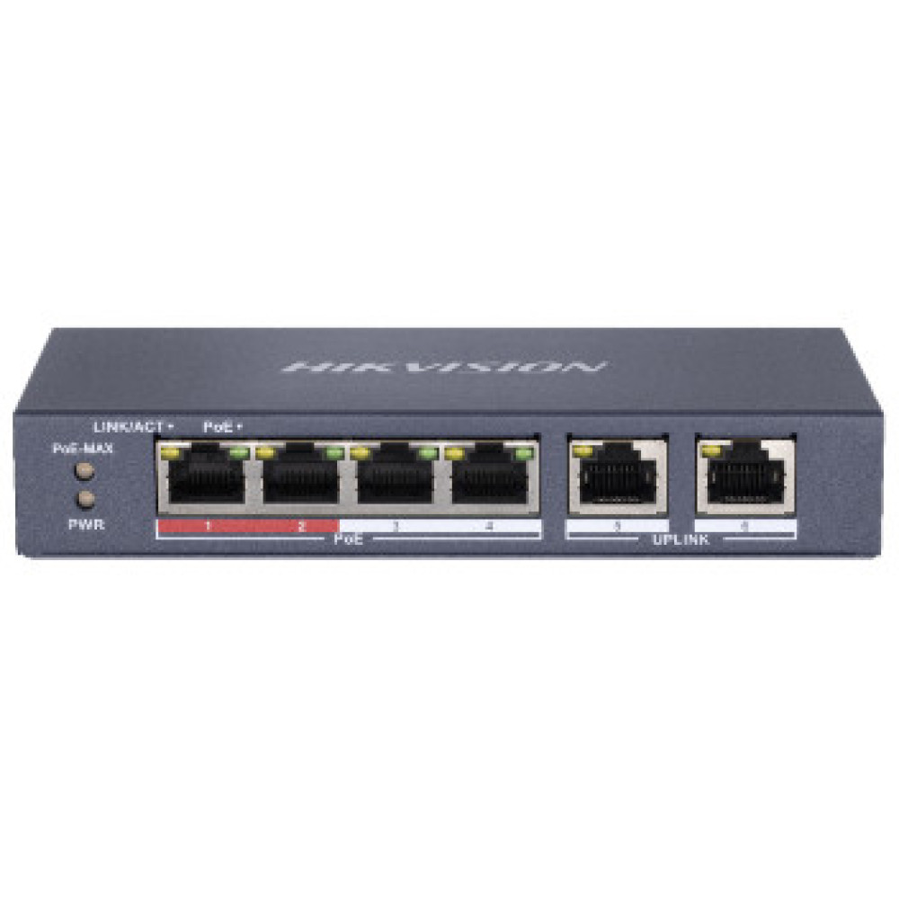 Комутатор 4 порти некерований Hikvision Hikvision DS-3E0106P-E/M POE