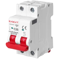 Модульный автоматический выключатель Enext Enext e.mcb.stand.60.2.C25, 2р, 25А, C, 6кА