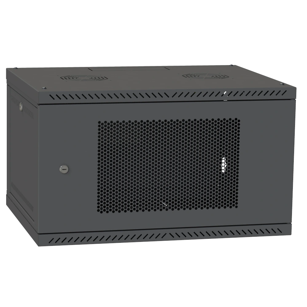 Шафа телекомунікаційна двері перф (чорна)  IPCOM 6U 600x450