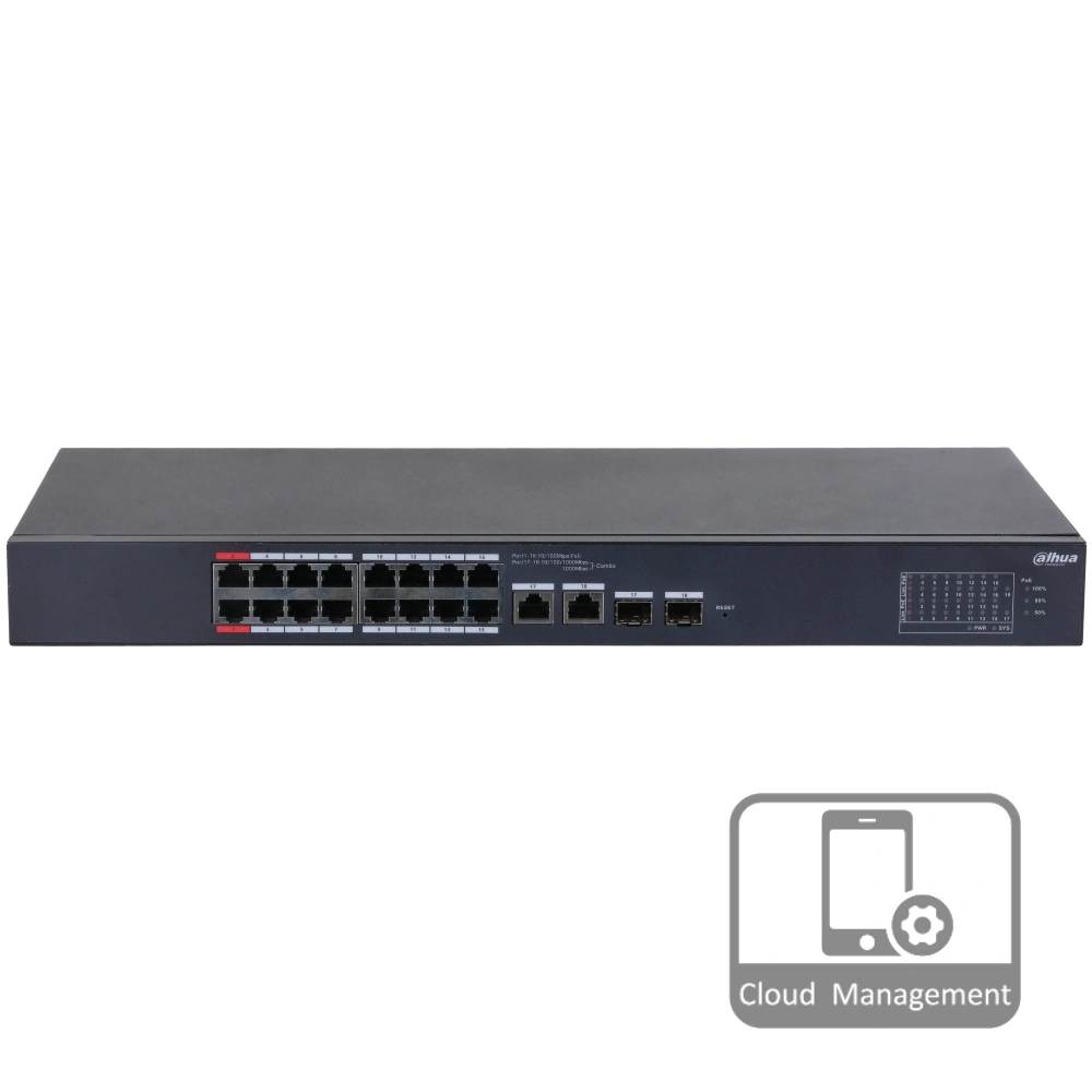 Коммутатор 18 портов управляемый Dahua Dahua DH-CS4218-16ET-135 PoE