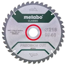 Пильный диск 216x30, Z40 WZ 5°neg. Metabo Metabo "precision cut wood - classic" (628060000)