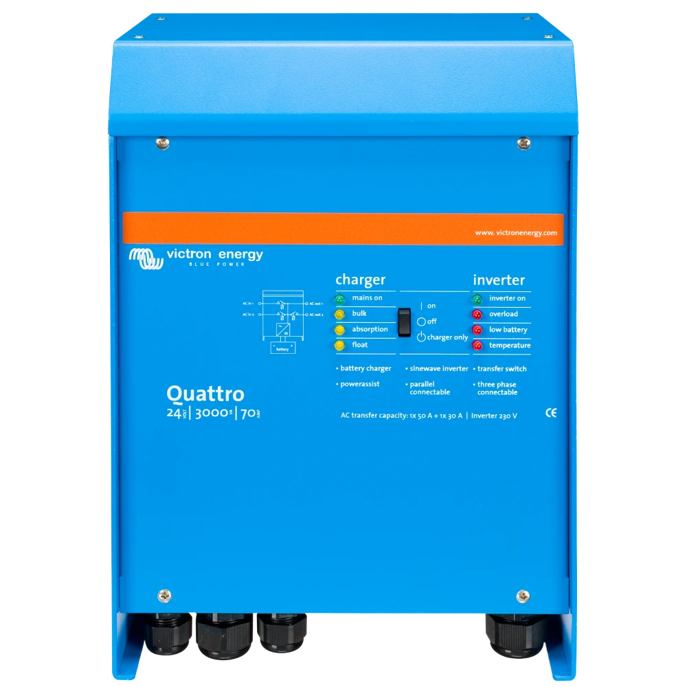 Инвертор Victron Energy VictronEnergy Quattro 24/3000/70-50/50 однофазный чистая синусоида