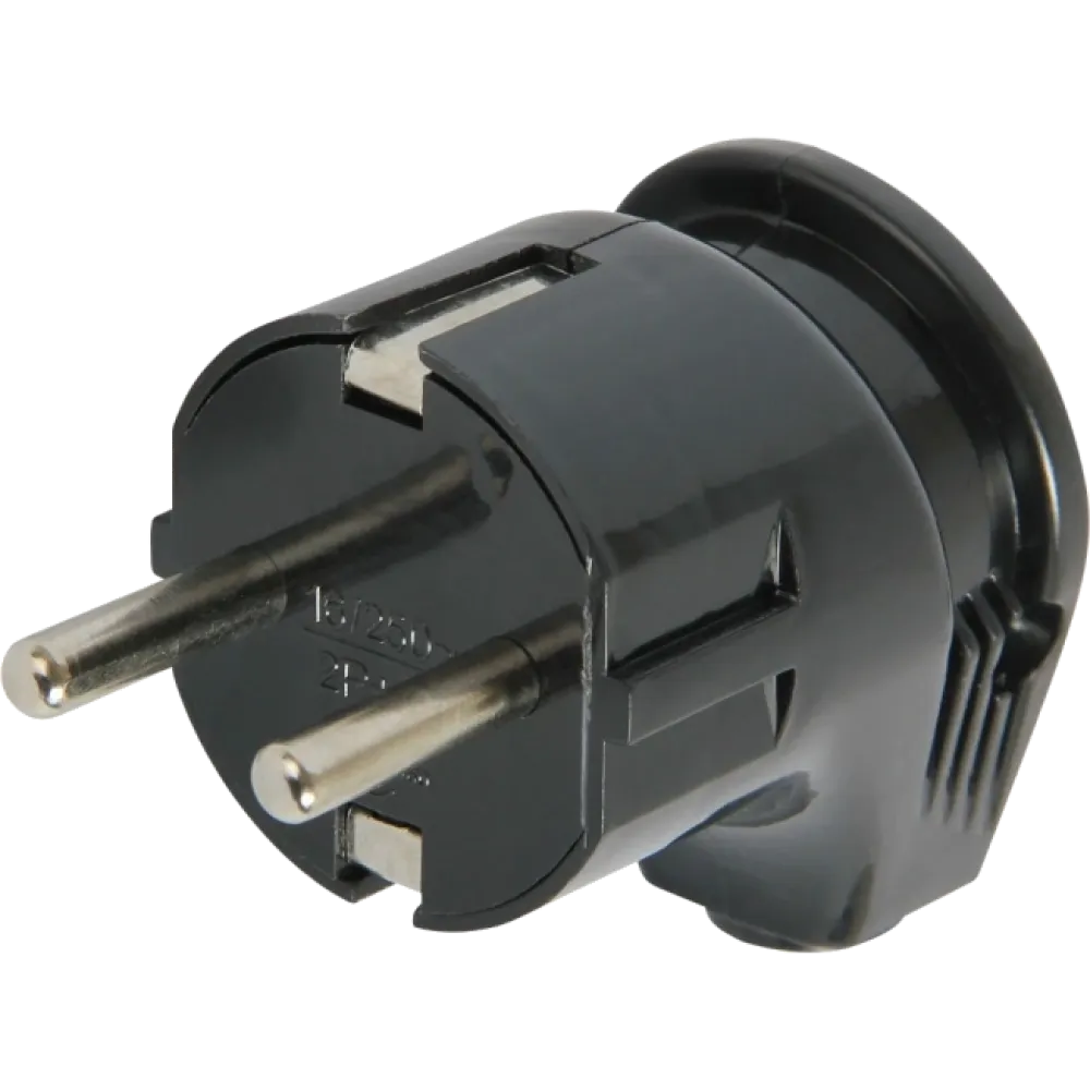 Вилка UEA NA-UEA евро с з/к 16А черная угловая Вилка UEA NA-UEA евро с з/к 16А черная угловая