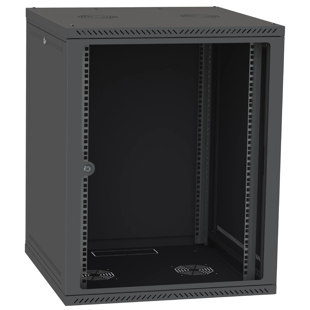Шкаф телекоммуникационный двери стекло (черный)  IPCOM СН-18U 600х600